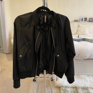 Free People Black Bomber Jacket